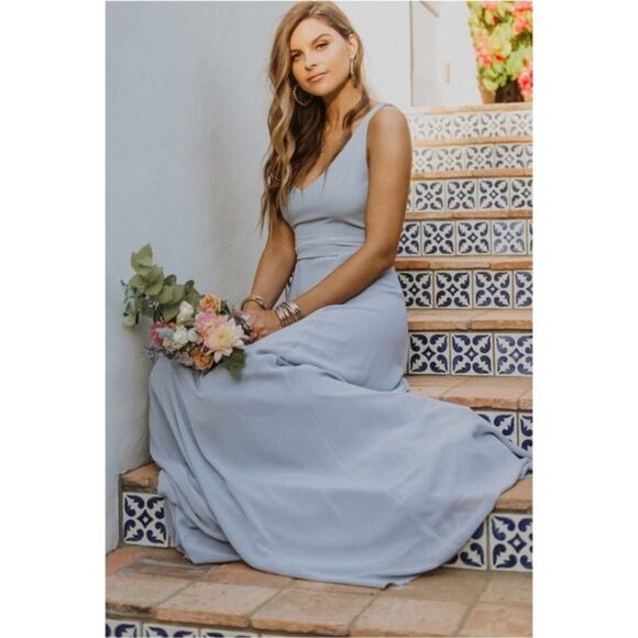 NWT Show Me Your Mumu Jenn steel blue Maxi Dress XXS - Picture 5 of 9